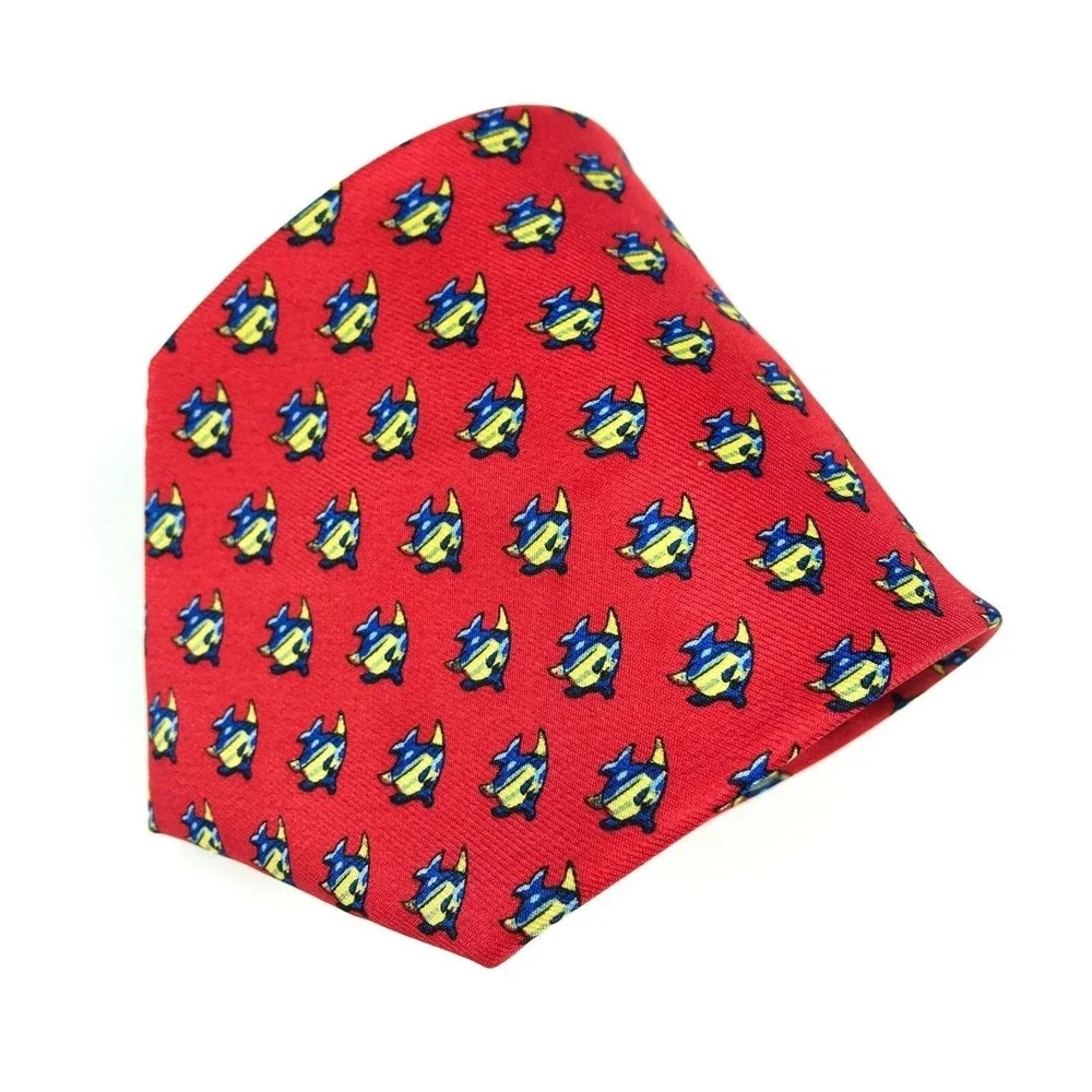 Utopia Men's Tie Handmade Red Yellow Fish Ocean Sea Life Animal Necktie 57
